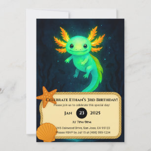 Invitación Abundante Axolotl en aguas profundas Cumpleaños