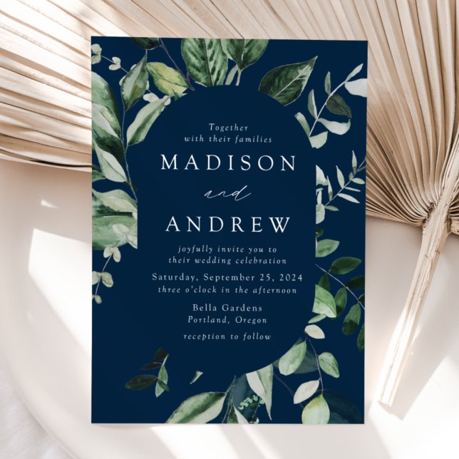 Invitación Abundante Boda de marco ovalado de la marina de ve (Subido por el creador)