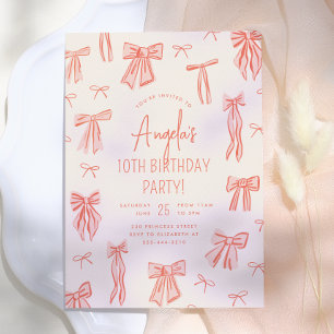 Invitación Abundante Chica de Bow Rosado