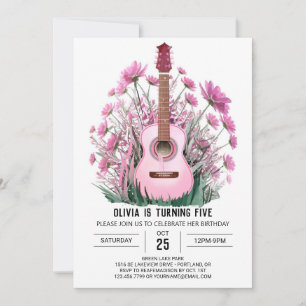 Invitación Abundante Guitarra Acústica Ballad Cumpleaños