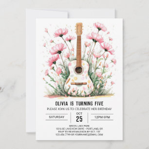 Invitación Abundante Guitarra Acústica Ballad Cumpleaños