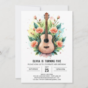 Invitación Abundante Guitarra Acústica Ballad Cumpleaños