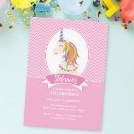 Invitación Abundantes Chicas del Rainbow Unicorn en una fantá
