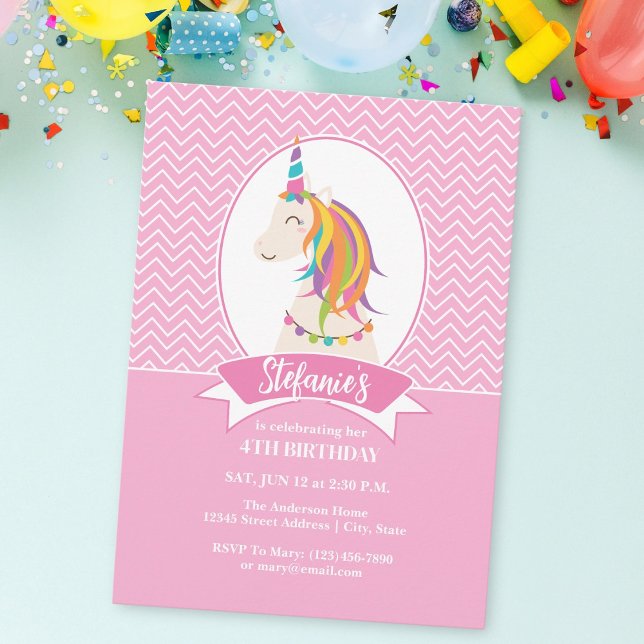 Invitación Abundantes Chicas del Rainbow Unicorn en una fantá (Subido por el creador)