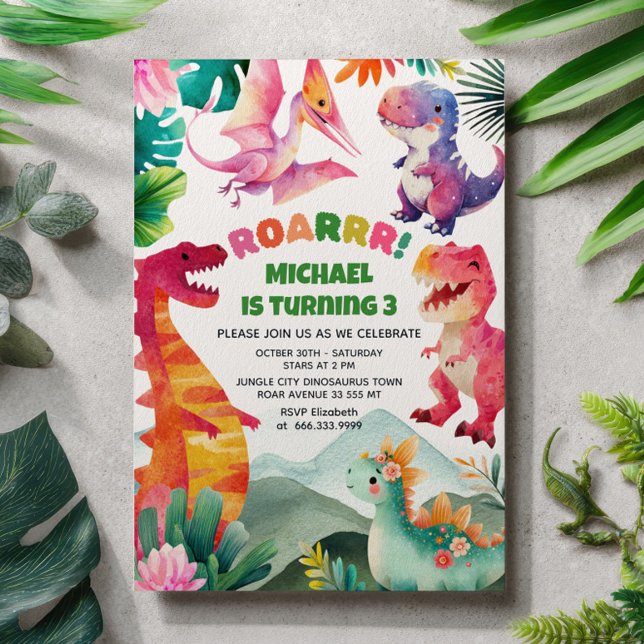 Invitación Abundantes dinosaurios Fossil Dino Kids Cumpleaños (Subido por el creador)
