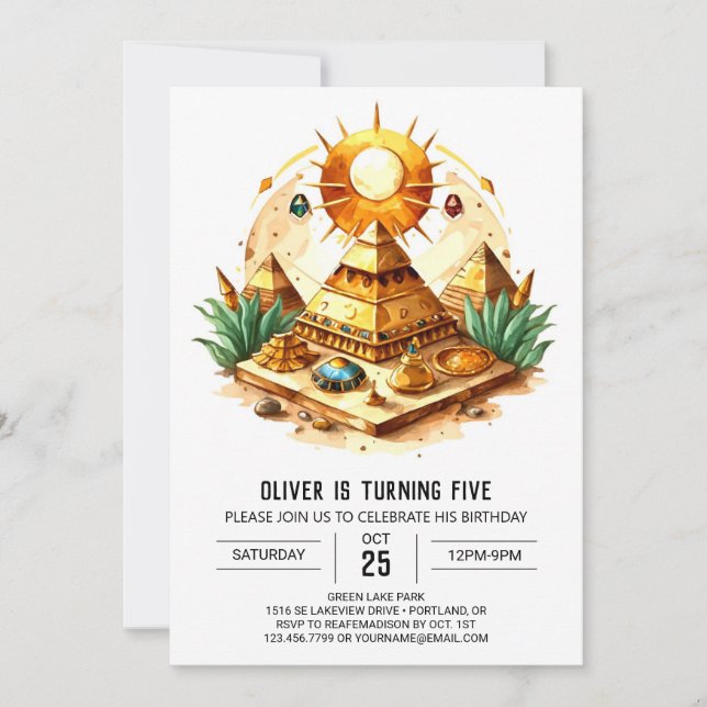 Invitación Abundantes niños pastorales pirámides cumpleaños (Anverso)