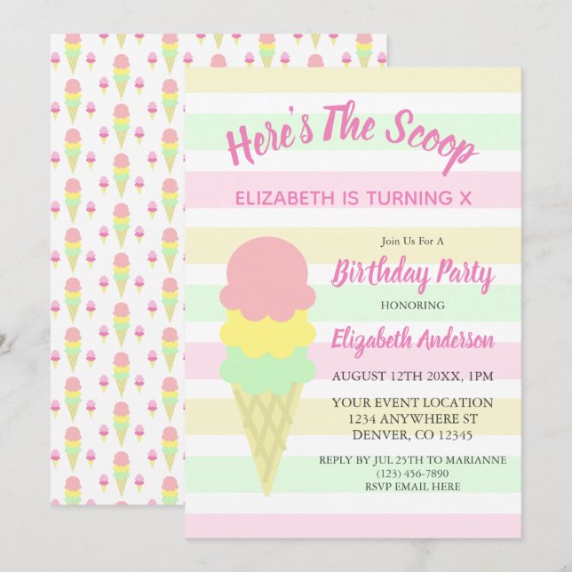 Invitación Acá está el cumpleaños del verano del Crema de Hie (Anverso / Reverso)