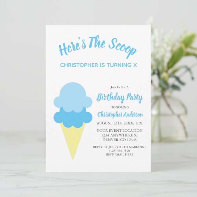 Invitación Acá está el cumpleaños del verano del Crema de Hie (Anverso de pie)