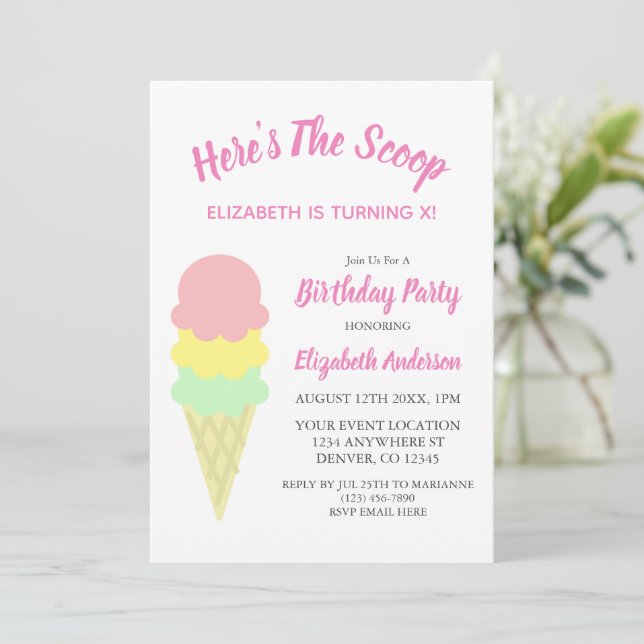 Invitación Acá está el cumpleaños del verano del Crema de Hie (Anverso de pie)