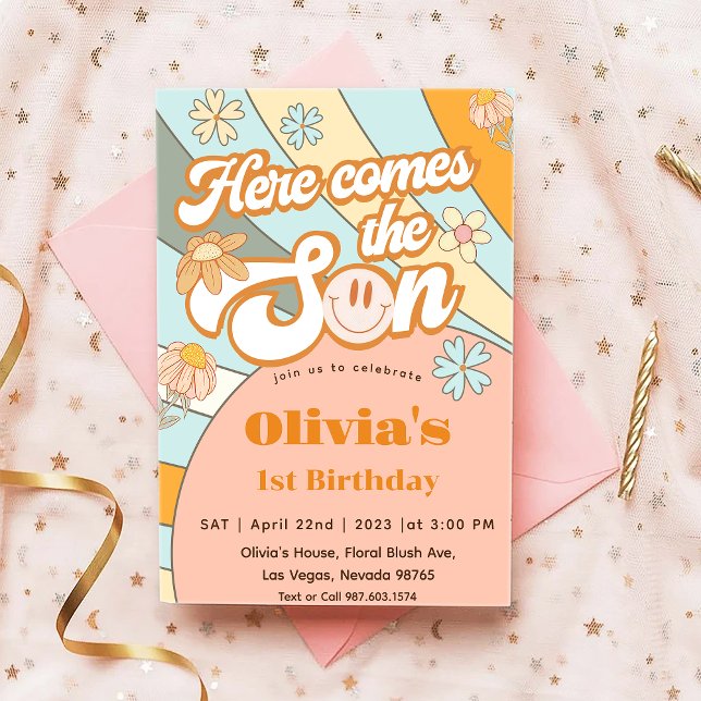 Invitación Acá viene el arcoiris del domingo 1° cumpleaños (Subido por el creador)