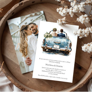 Invitación Acaba de Casarse Recepción de Celebración de Coche