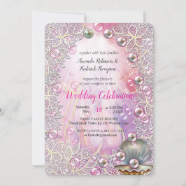 Invitación Acabado de mármol rosa y blanco con oro escobillad