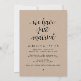 Invitación Acabamos de casarnos, Boda Elopement Fiesta Invi