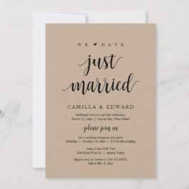 Invitación Acabamos De Casarnos, Boda Fiesta De Elopement Inv