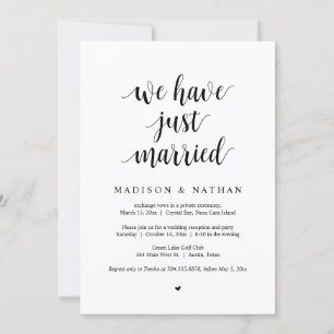 Invitación Acabamos de casarnos, Fiesta de Boda Intima