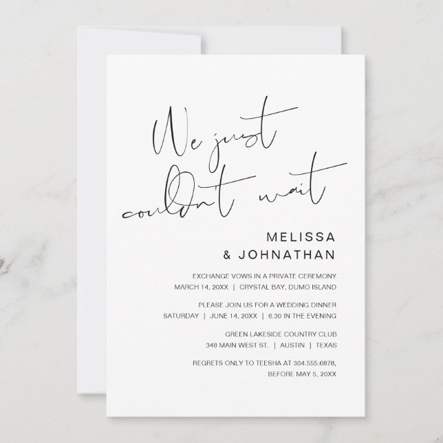 Invitación Acabamos de no poder esperar, Fiesta de Boda en In (Anverso)