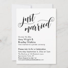 Invitación Acaban de Casarse Letra Elegante Celebración de Po