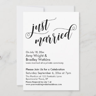 Invitación Acaban de Casarse Letra Elegante Celebración de Po