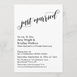 Invitación Acaban de Casarse Letra Elegante Celebración Despu
