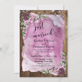 Invitación Acaban de Casarse Rústico Aquarela Floral y Luces