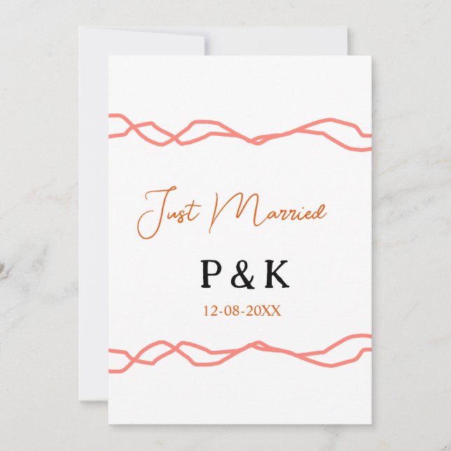 Invitación Acabo de casar añadir pareja de nombre de fecha ro (Anverso)