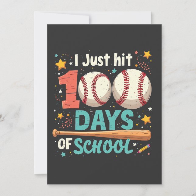 Invitación Acabo de llegar a los 100 días de béisbol en la es (Anverso)