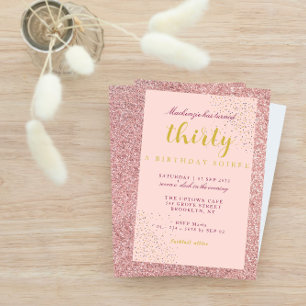 Invitación Acabo De Pasar A Treinta Purpurinas Rosados En Una