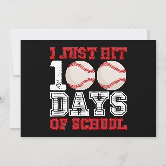 Invitación Acabo de recibir 100 días de béisbol escolar (Anverso)