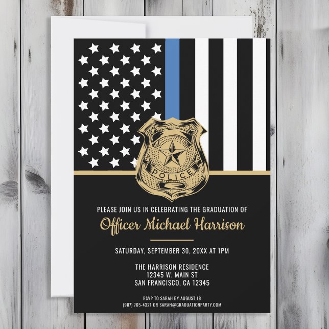 Invitación Academia de Policía de Graduación (Perfect invitation to invite guests to celebrate the new police academy graduate in law enforcement!)