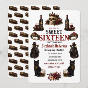 Invitación Academia Oscura Gótica Sweet 16
