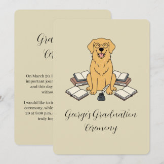 Invitación Academic Golden Retriever Graduation Announcement