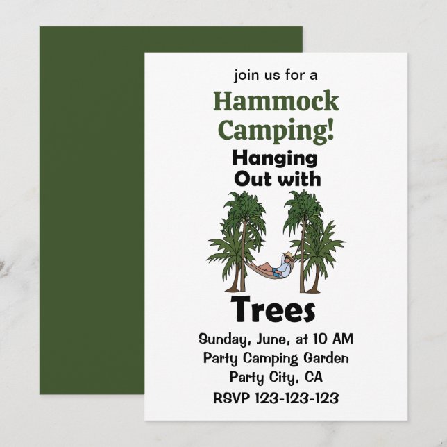Invitación Acampada en hamaca colgando de árboles (Anverso / Reverso)