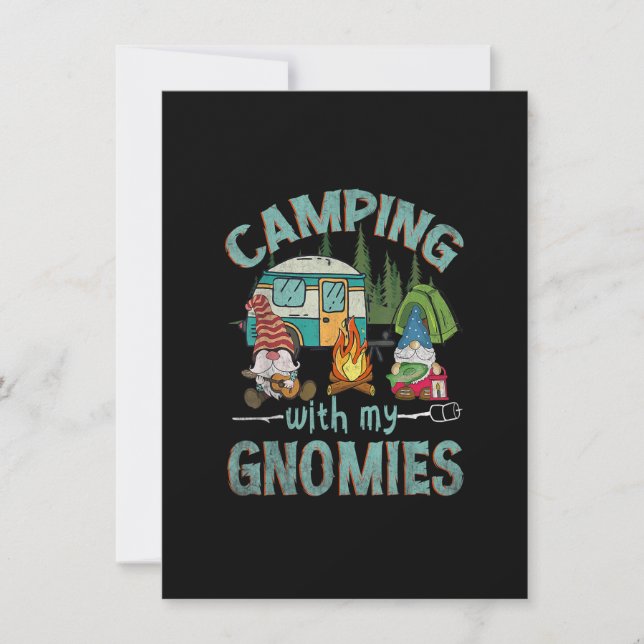 Invitación Acampando con mis Gnomies divertido campamento de  (Anverso)