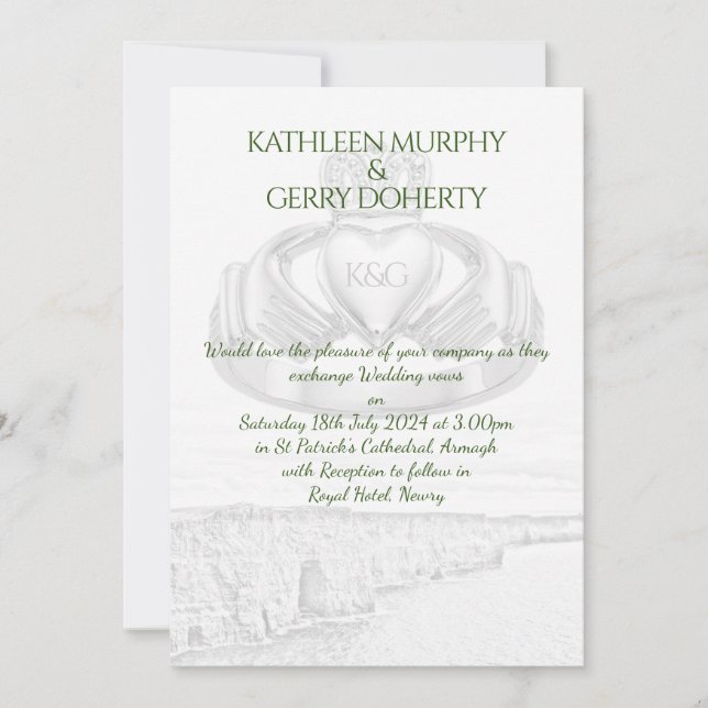 Invitación Acantilados de Irlanda de Moher & Irish Claddagh R (Anverso)