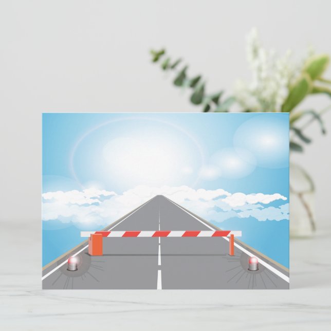 Invitación Acceso bloqueado a través de barreras rojas y blan (Anverso de pie)