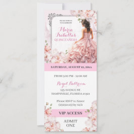 Invitación Acceso VIP Rosado Mis Quinceanera