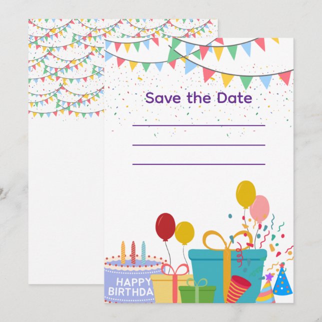 Invitación Accesorios de fiesta coloridos (Anverso / Reverso)