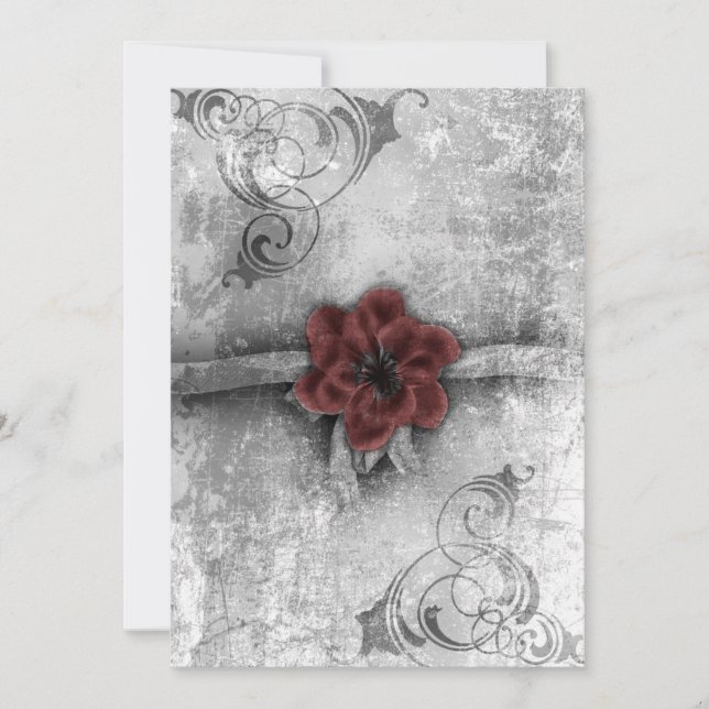 Invitación Accesorios para Bodas florales rojos y góticos (Anverso)