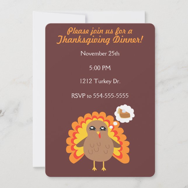 Invitación Acción de gracias adaptable Turquía (Anverso)