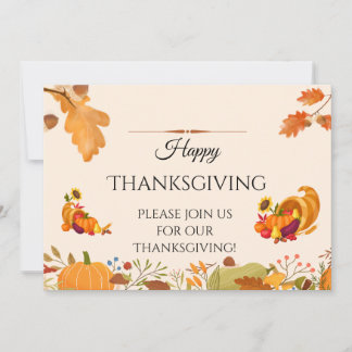 Invitación Acción de Gracias Cosecha Otoño Cálido