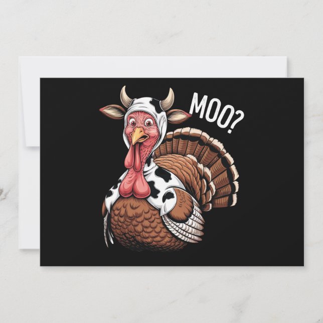 Invitación Acción de Gracias de Turquía Moo Funny (Anverso)