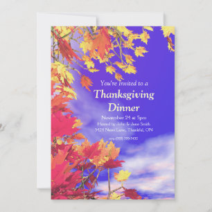 Invitación Acción de Gracias del cielo azul otoño