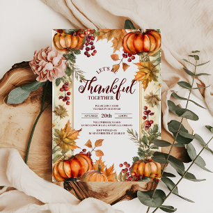 Invitación Acción de Gracias por las hojas de otoño y calabaz