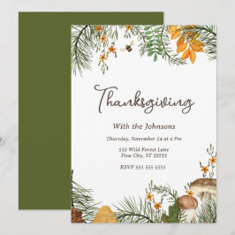 Invitación Acción de Gracias Rustic Simple Fall Forest