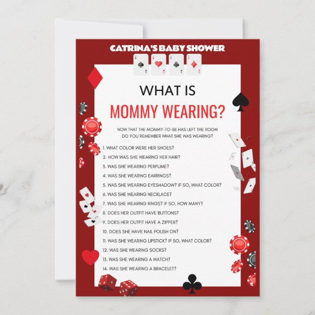 Invitación Ace Casino Baby Shower - Nombre editable, 5x7 (Anverso)