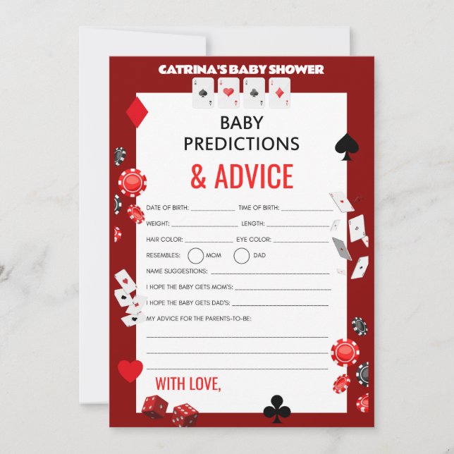 Invitación Ace Casino Baby Shower - Nombre editable, 5x7 (Anverso)
