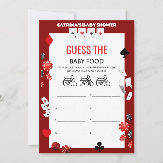 Invitación Ace Casino Baby Shower - Nombre editable, 5x7 (Anverso)