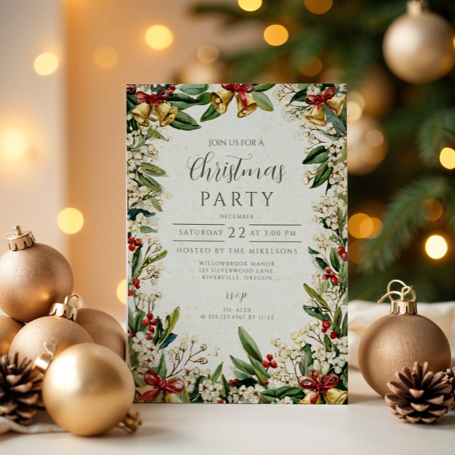 Invitación Acebo de Campanas Doradas Navidad (Subido por el creador)