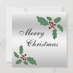 Invitación Acebo y bayas de Navidad Doble Cara