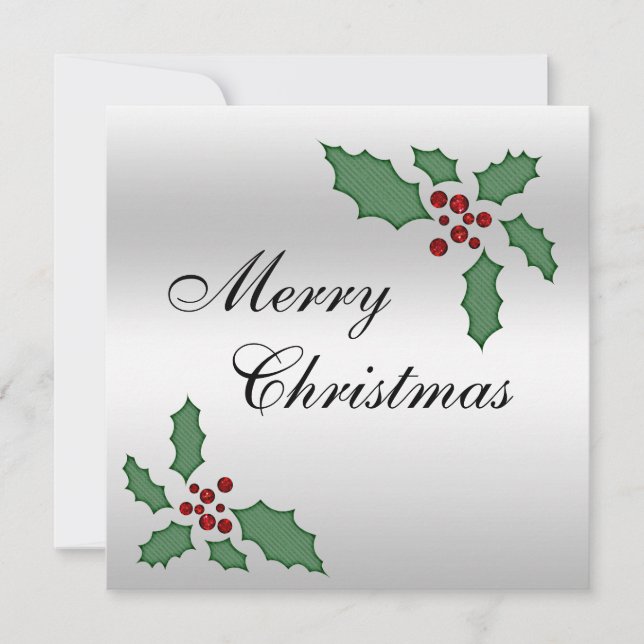 Invitación Acebo y bayas de Navidad Doble Cara (Anverso)